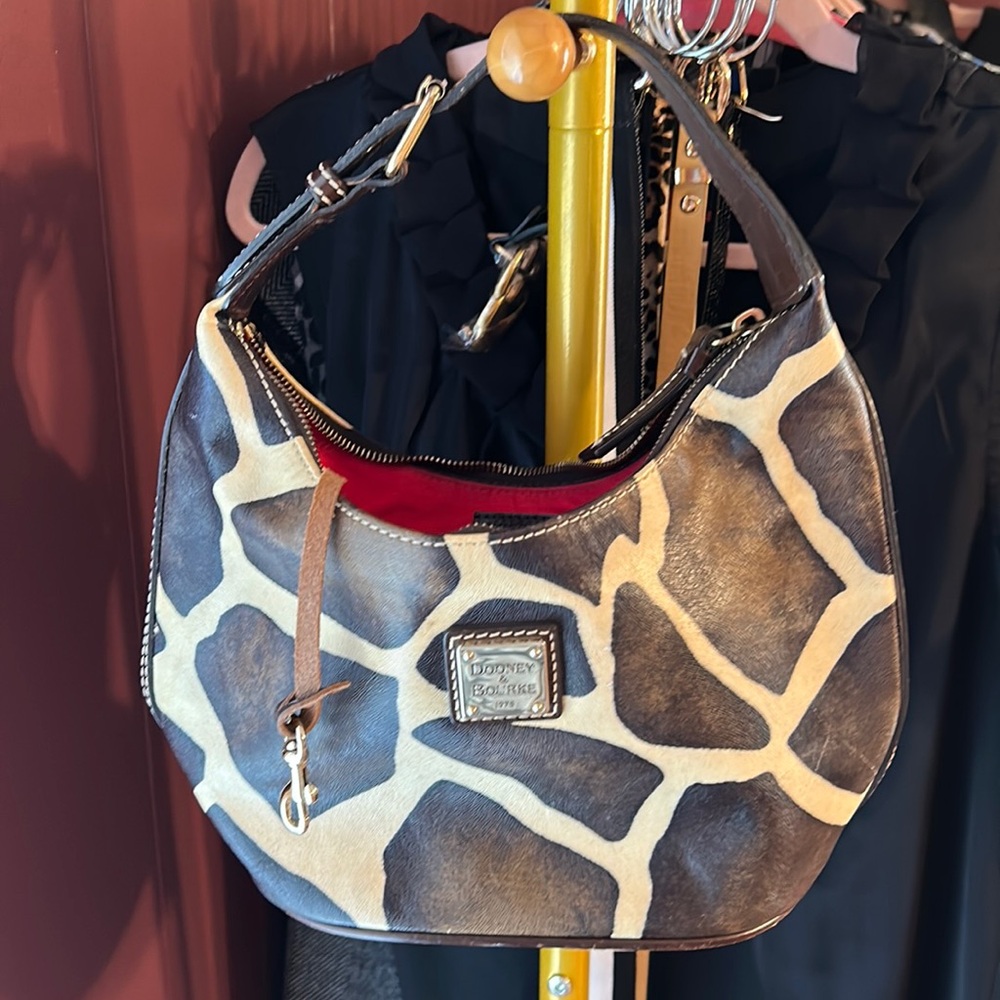 Retired Giraffe Pattern Dooney & Bourke Small Hobo Bag